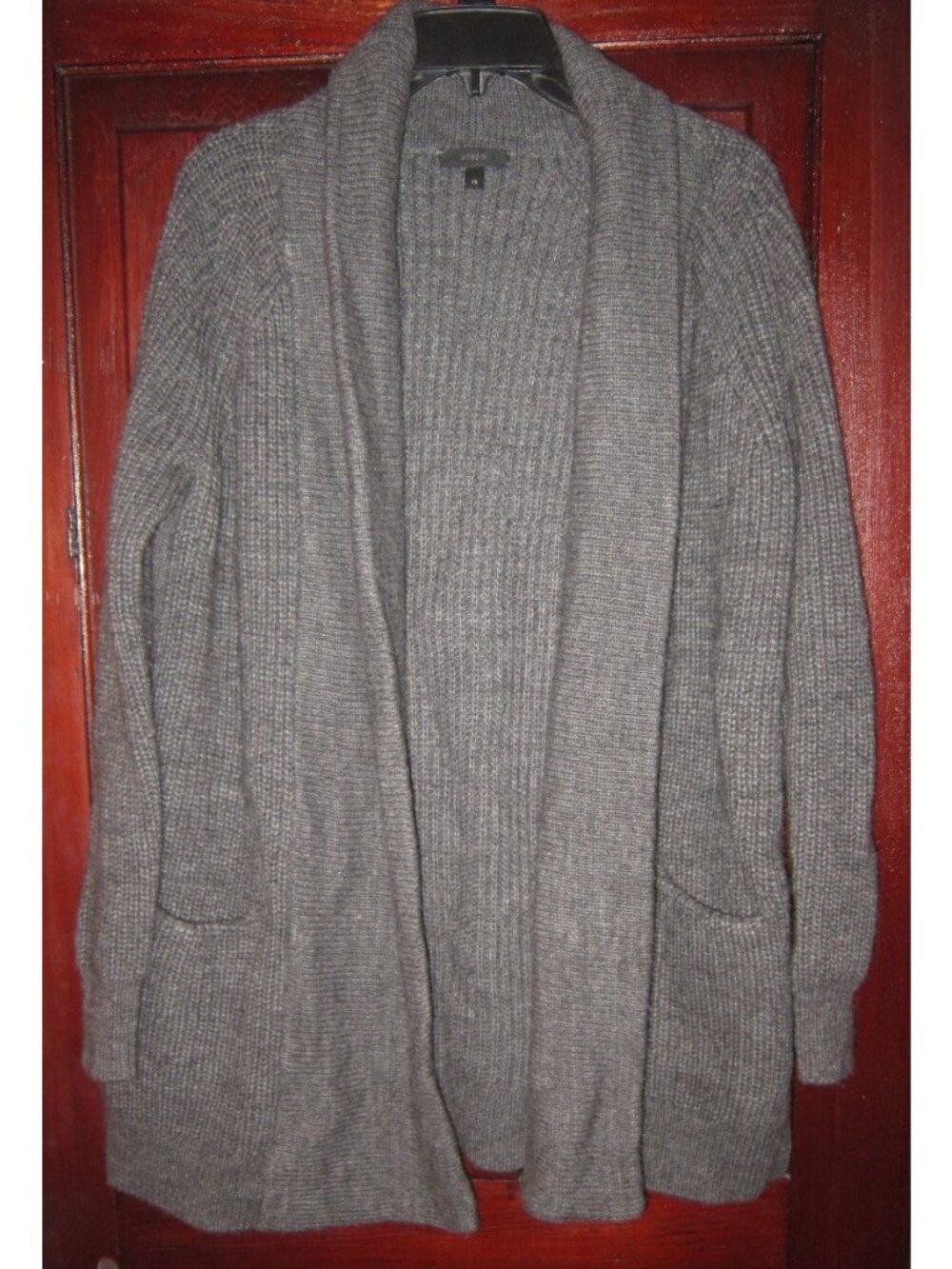 J. Crew XS Oversized Cardigan Sweater Coat Open Ribbed Shawl Wool Alpaca Pockets